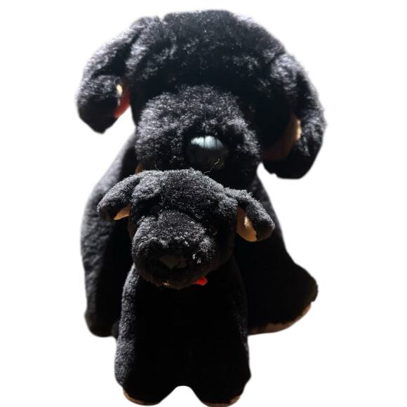 Build-A-Bear Vintage Realistic Black Lab Set – Mama Dog with Puppy & Red Collar - Picture 4 of 8